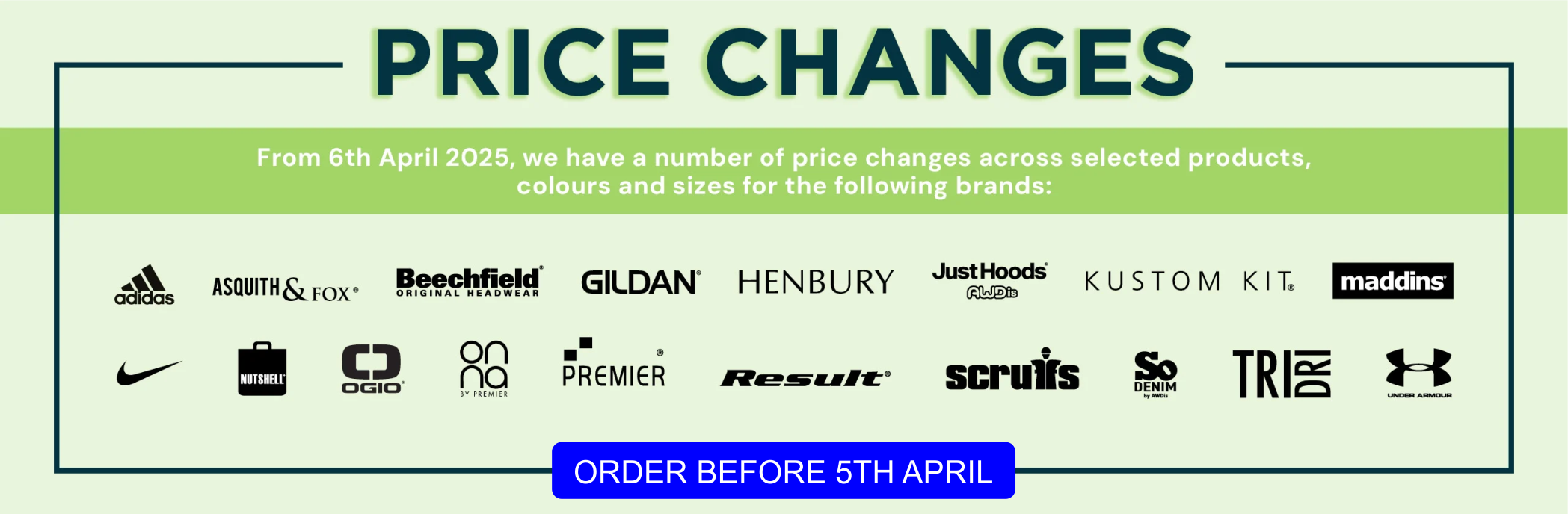 Clothing Price Changes