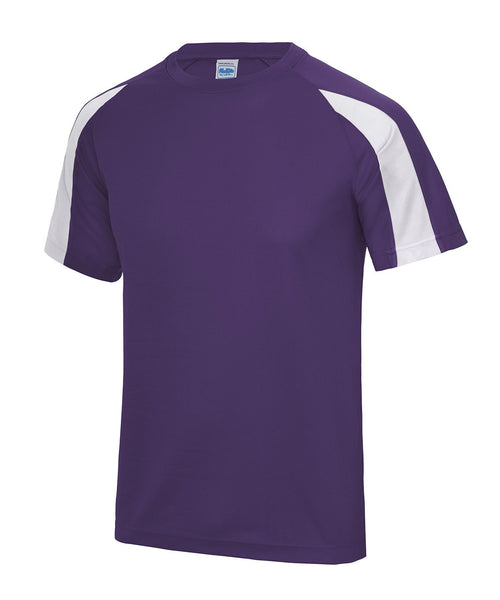 Mens Contrast Cool T-Shirts ~ PURPLE/WHITE Medium