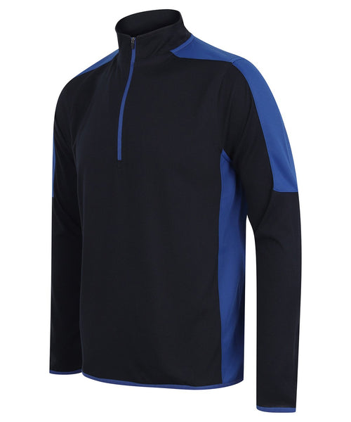 ¼ zip mid-layer with contrast panelling - Finden & Hales - LV571
