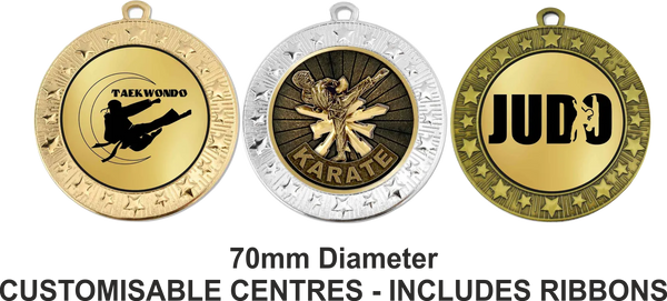 Customised Metallic Medals XLarge - NEW - includes Ribbon (70mm)