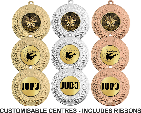 Customised Metallic Medals - NEW - includes Ribbon (50mm)