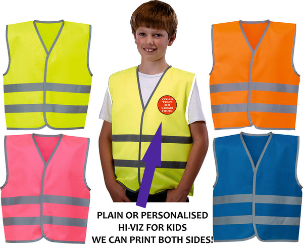 Kids Hi-Viz Waistcoat with Reflective Bands - YK102 ~ NEW COLOURS ADDED