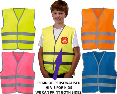 Kids Hi-Viz Waistcoat with Reflective Bands - YK102 ~ NEW COLOURS ADDED
