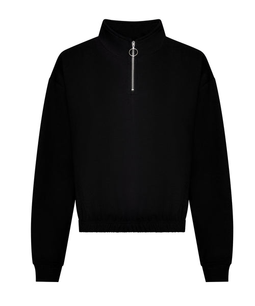 Women's cropped 1/4 zip sweat by AWD - JH037