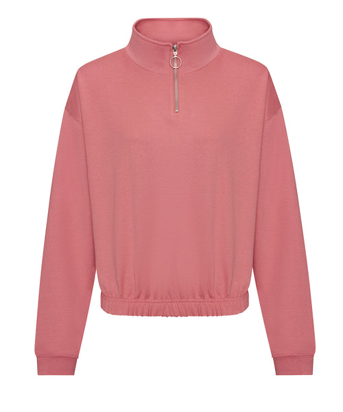 Women's cropped 1/4 zip sweat by AWD - JH037