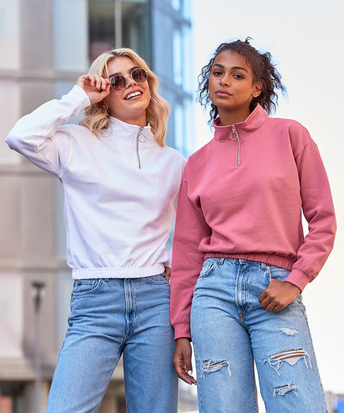 Women's cropped 1/4 zip sweat by AWD - JH037 - NEW PRODUCT 2023