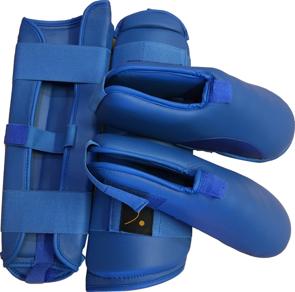 wkf style foot and shin pads blue