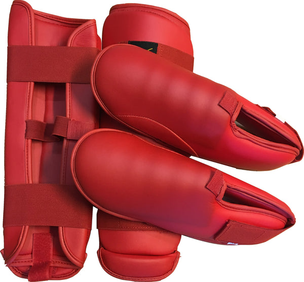 wkf style foot and shin pads red
