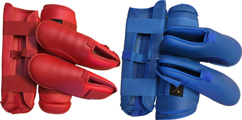 Karate Foot and Shin Pads Red and Blue by Taisho